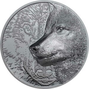2021 Mongolia 2 Ounce Mystic Wolf Ultra High Relief Black Proof Silver Coin