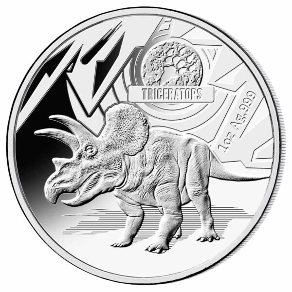 2021 Solomon Islands 1 Ounce Triceratops Silver Proof Coin