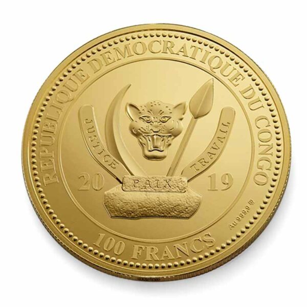 2019 Democratic Congo 2 Ounce Spirit Coins - Cognac Gold Coin