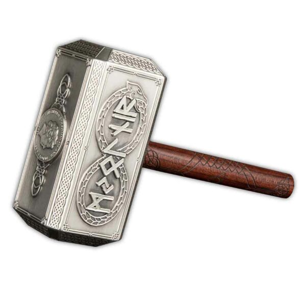 2021 Solomon Islands 500 Gram Thor's Hammer 3D Shaped Antique Finish Silver Coin