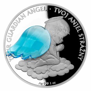 2021 Niue 1 Ounce Crystal Guardian Angel SK Silver Proof Coin