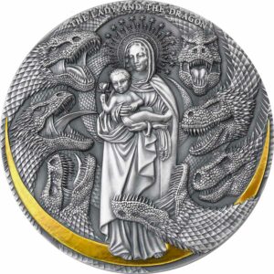 2021 Cameroon 3 Ounce Apocalypse Lady & the Dragon High Relief Gilded Silver Coin