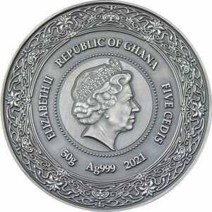 2021 Ghana 50 Gram Ix Chel Goddess of Health Color Silver Coin