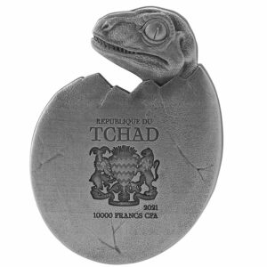 2021 Chad 2 Ounce Hatched Series Velociraptor Silver Coin