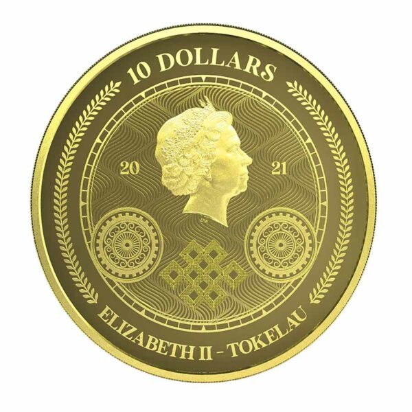 2021 Tokelau 1/10th Ounce Chronos .9999 Proof Like Gold Coin
