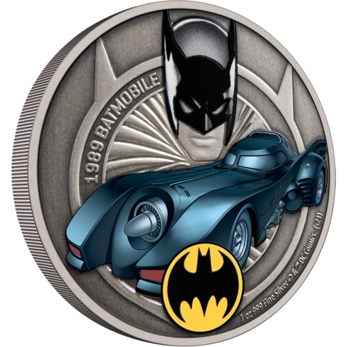 2021 Niue 1 Ounce 1989 Batmobile DC Comics Series Color Silver Proof Coin