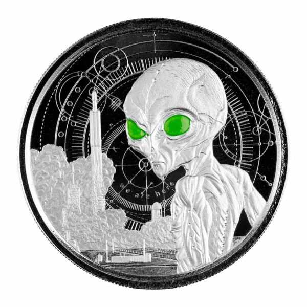 2021 Ghana 1 Ounce Alien UV Color Silver Proof Coin