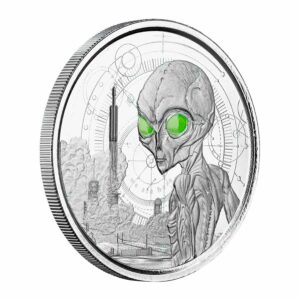 2021 Ghana Alien UV Color & Black Rhodium Silver Coin