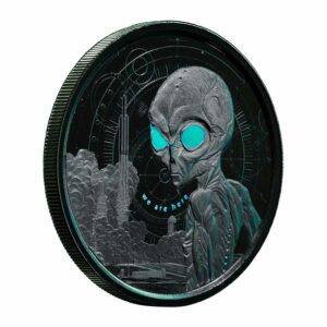 2021 1 oz Ghana Alien UV Color & Black Rhodium Silver Coin