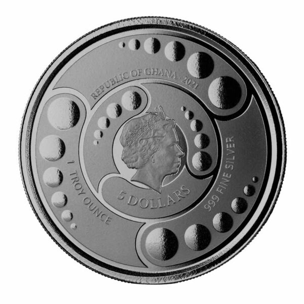 2021 Ghana 1 Ounce Alien UV Color with Black Rhodium Silver Coin