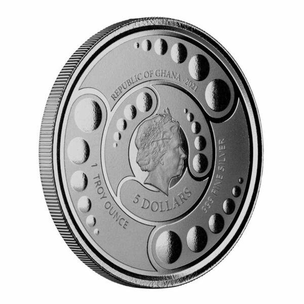 2021 1 Ounce Ghana Alien UV Color & Black Rhodium Silver Coin