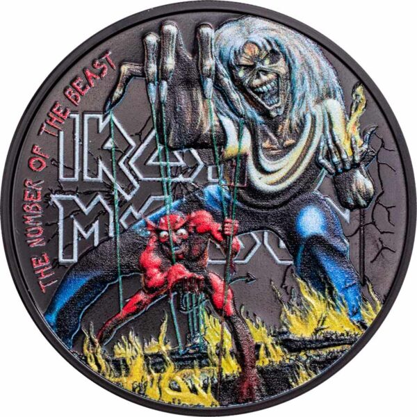 2022 Cook Islands 1 Ounce Iron Maiden - Number of the Beast Color Silver Coin