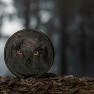 2021 Palau Hunters by Night Eagle Owl Obsidian Black Silver Coin