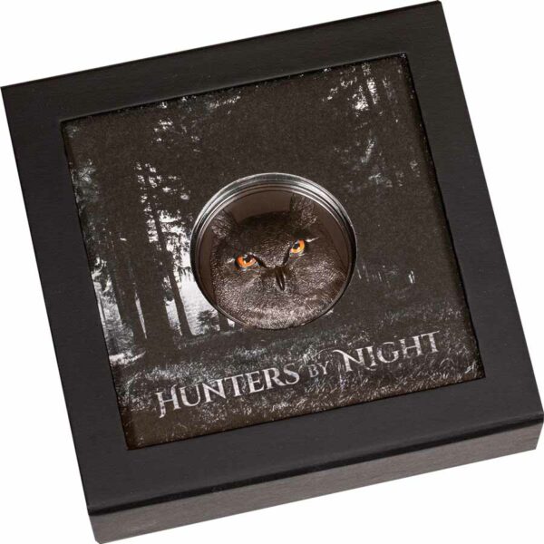 2021 Eagle Owl Hunters by Night Obsidian Black Silver Coin