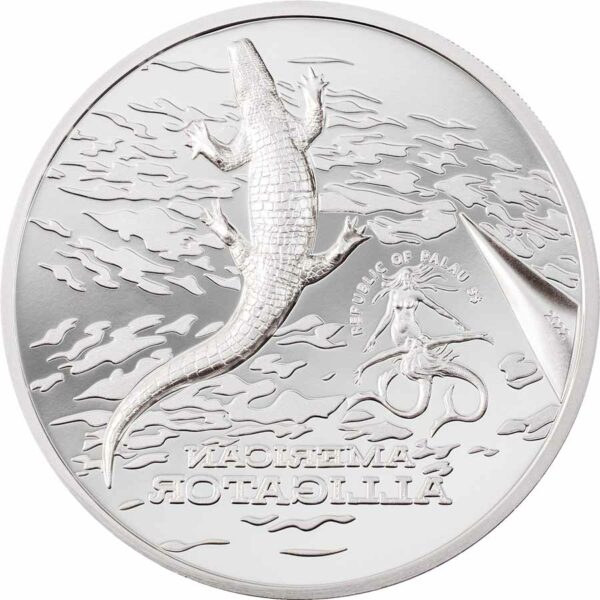 2022 Palau 1 Ounce American Alligator High Relief Silver Proof Coin