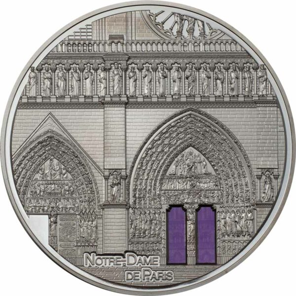 2021 Palau 5 Ounce Tiffany Art Metropolis Paris - Notre Dame Black Proof Silver Coin
