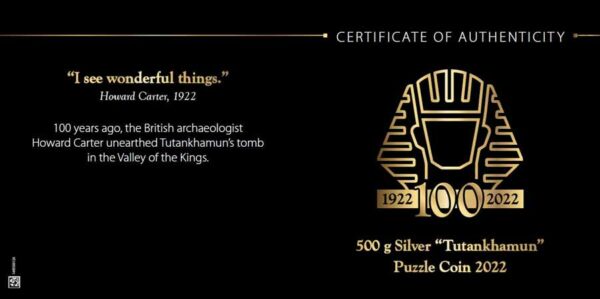 2022 Tutankhamun Puzzle Gold Plated Antique Finish Silver Coin