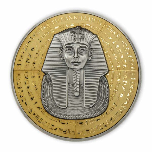2022 Djibouti 1/2 Kilogram Tutankhamun Puzzle Gold Plated Antique Finish Silver Coin