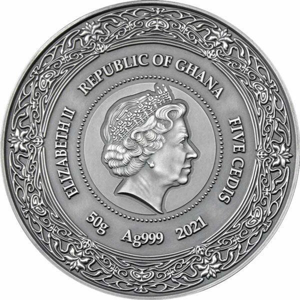 2021 Ghana 50 Gram Brigid Goddess of Health Color Silver Coin