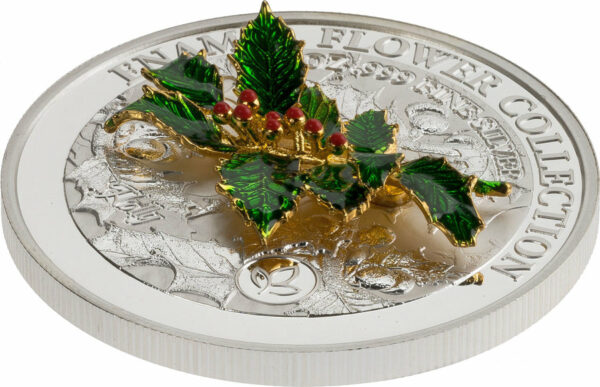 2021 Samoa Holly Enamel Flower Collection Silver Proof Coin