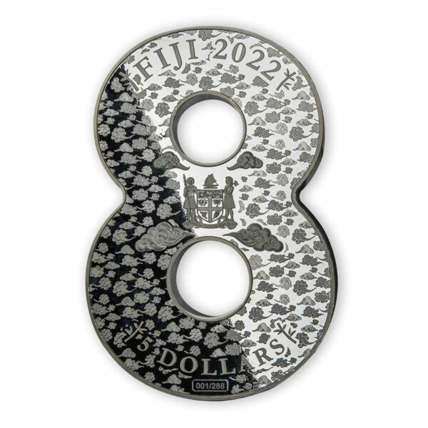 2022 Fiji 888 Gram 40th Anniversary Lucky 8 Chinese Panda Proof-like Silver Coin