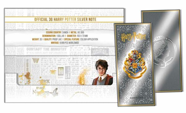 Harry Potter Officially Licensed Minted Silver Bank Note