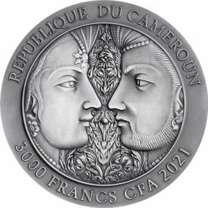 2021 Cameroon 3 Ounce Kama Sutra III Moments of Love High Relief Silver Coin