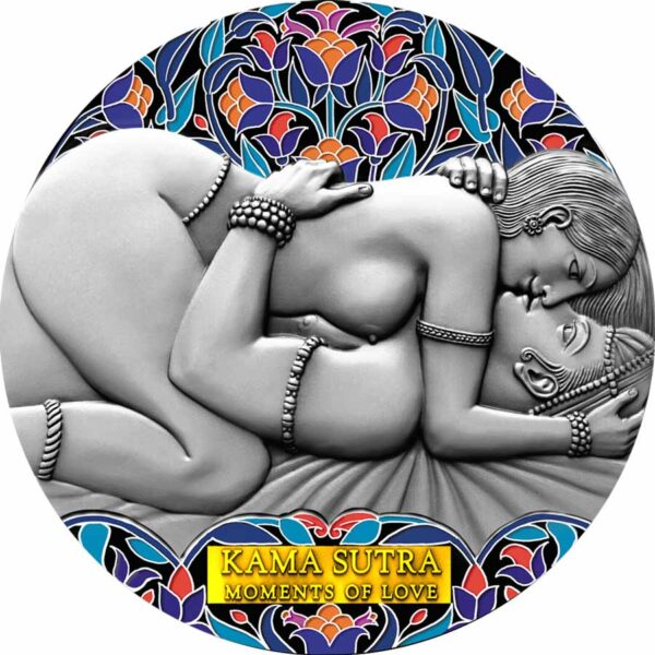 2021 Cameroon 3 Ounce Kama Sutra III Moments of Love High Relief Antique Finish Silver Coin