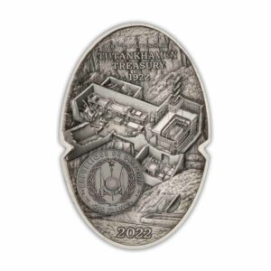 2022 Djibouti 3 Ounce Mask of Tutankhamun Antique Finish Silver Coin