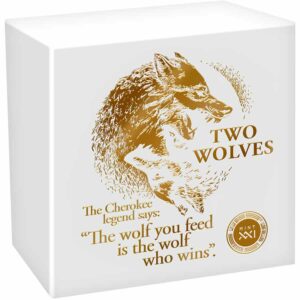 Two Wolves High Relief Antique Finish Silver Coin