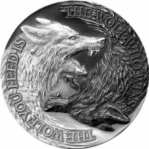 2021 Niue 1 Ounce Two Wolves High Relief Antique Finish Silver Coin