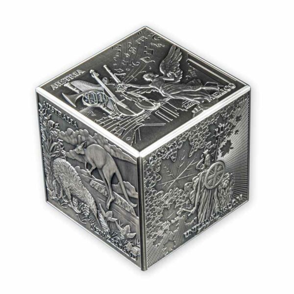 2022 Gibraltar 1 Kilogram Most Famous Silver Bullion 3D Cube Silver Coin