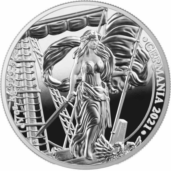 2021 Germania 1 Ounce Lady Germania 5 Mark Silver Proof Round