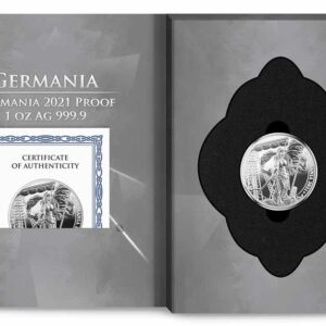 2021 1 Ounce Lady Germania 5 Mark Silver Proof Round