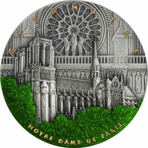 2021 Niue 2 Ounce Notre Dame High Relief Antique Finish Silver Coin