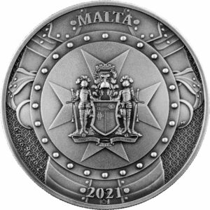 2021 Malta 2 Ounce Knights of the Past Silver Coin