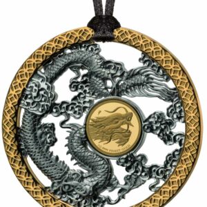 2021 Barbados Symbols of Life Dragon Gold & Silver Proof Coin Pendant