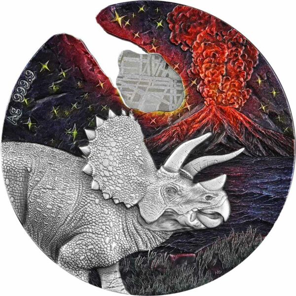 2021 Niue 2 Ounce Impact Moments Meteorite High Relief Color Antique Finish Silver Coin