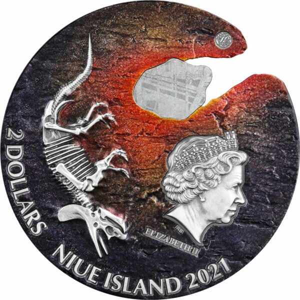 2021 Niue 2 Ounce Impact Moments Meteorite High Relief Antique Finish Silver Coin