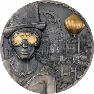 2022 Cook Islands 1 Kilogram Steampunk Ultra High Relief Gilded Antique Finish Silver Coin