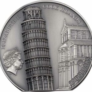 2022 Cook Islands 5 oz Leaning Tower of Pisa Ultra High Relief Silver Coin