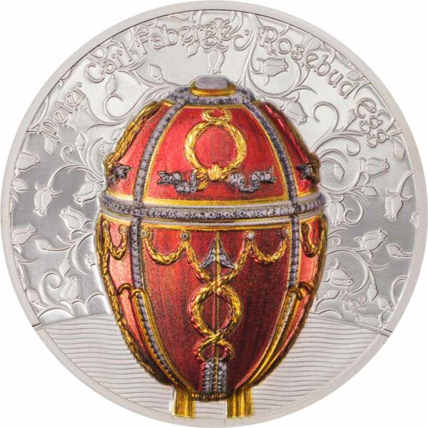 2022 Mongolia 2 Ounce Peter Carl Faberge Rosebud Egg Silver Proof Coin