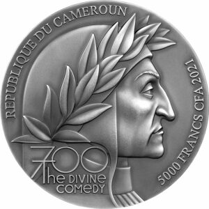 2021 Cameroon 5 oz Divine Comedy Purgatorio High Relief Silver Coin