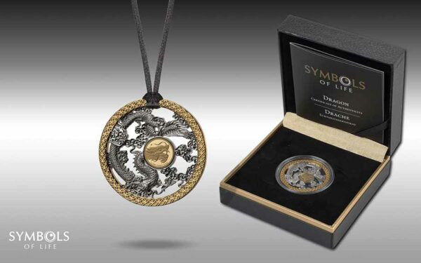 2021 Symbols of Life Dragon Gold & Silver Proof Coin Pendant