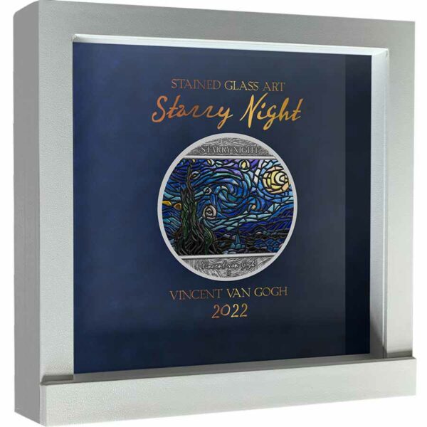 2022 Ghana Van Gogh Starry Night Stained Glass Art Color Silver Coin
