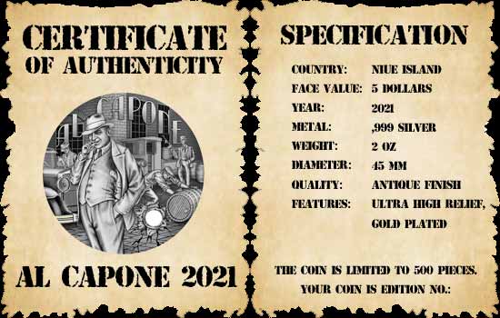Al Capone Gangsters Silver Coin