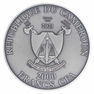 2021 Cameroon 2 oz Albrecht Durer Rhinoceros High Relief Silver Coin