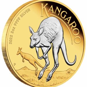 2022 Australia 2 oz Kangaroo Reverse Gilded Silver Coin