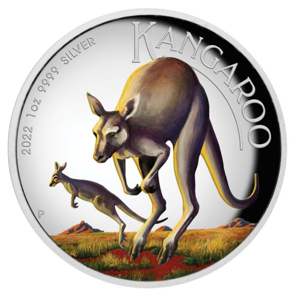 2022 Australia 1 Ounce Kangaroo Colored High Relief Silver Proof Coin