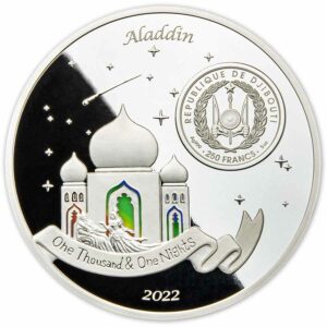 2022 Djibouti 5 Ounce Aladdin's 1001 Nights Proof-like Hologram Silver Coin